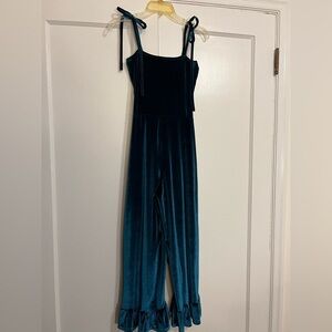 Velvet Jumpsuit in Teal